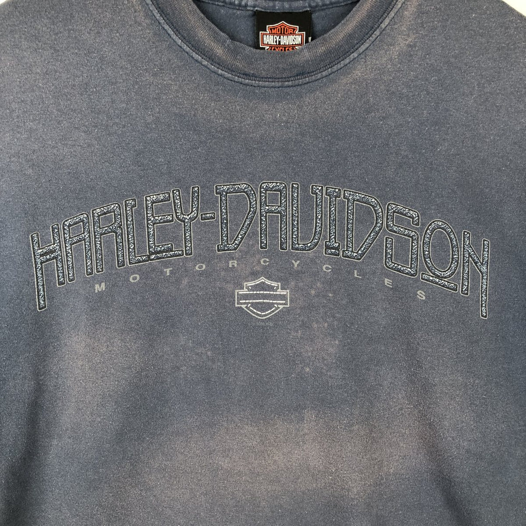00'S Harley-Davidson Motorcycle Bike T-shirt Made in USA Men's XL cotton navy blue type Vintage Second Hand