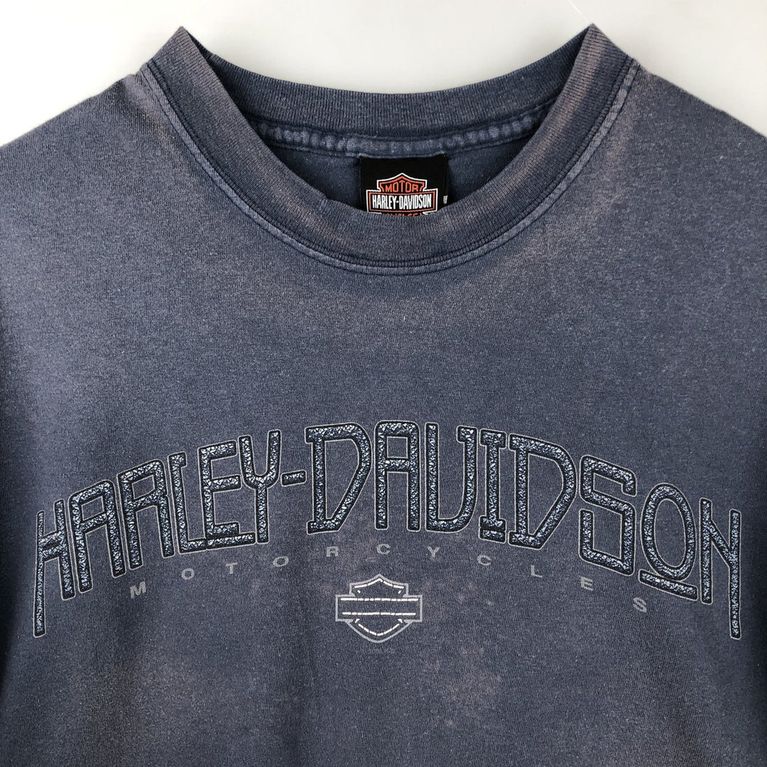 00'S Harley-Davidson Motorcycle Bike T-shirt Made in USA Men's XL cotton navy blue type Vintage Second Hand