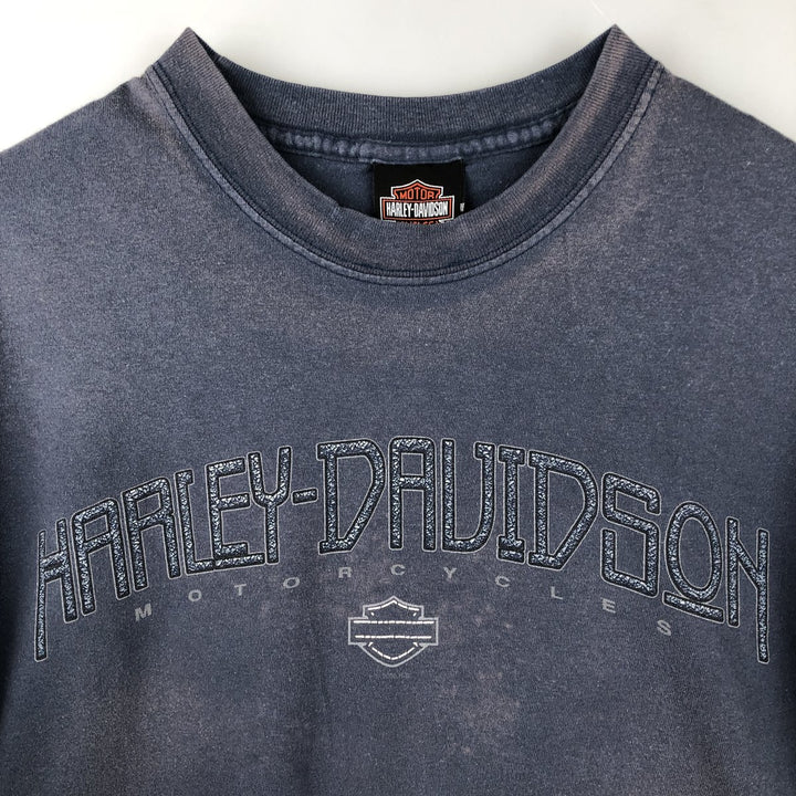 00'S Harley-Davidson Motorcycle Bike T-shirt Made in USA Men's XL cotton navy blue type Vintage Second Hand