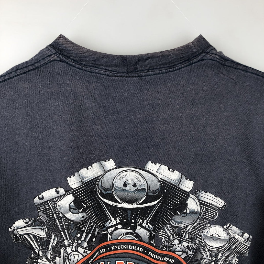 00'S Harley-Davidson Motorcycle Bike T-shirt Made in USA Men's XL cotton navy blue type Vintage Second Hand