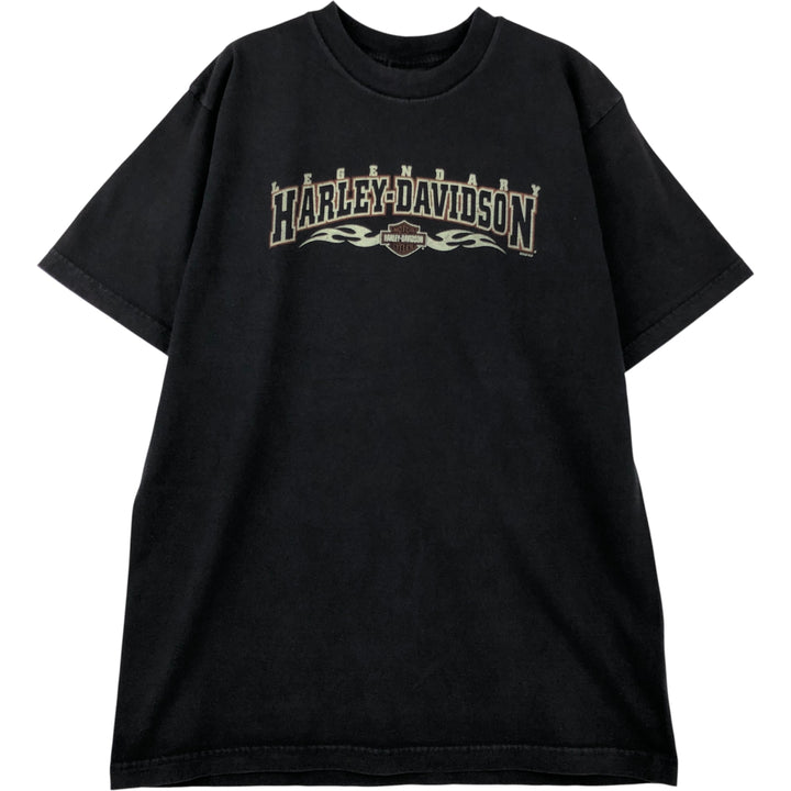 00'S Harley-Davidson Motorcycle Bike T-shirt Made in USA Men's L size cotton black type Vintage Second Hand