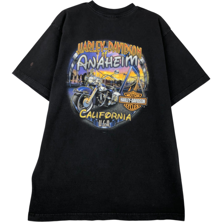 00'S Harley-Davidson Motorcycle Bike T-shirt Made in USA Men's L size cotton black type Vintage Second Hand