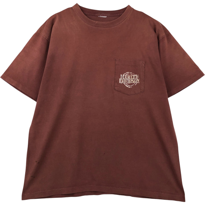 00'S Harley-Davidson Eagle Pattern Motorcycle Bike T-shirt Men's XL unclear brown type Vintage Second Hand