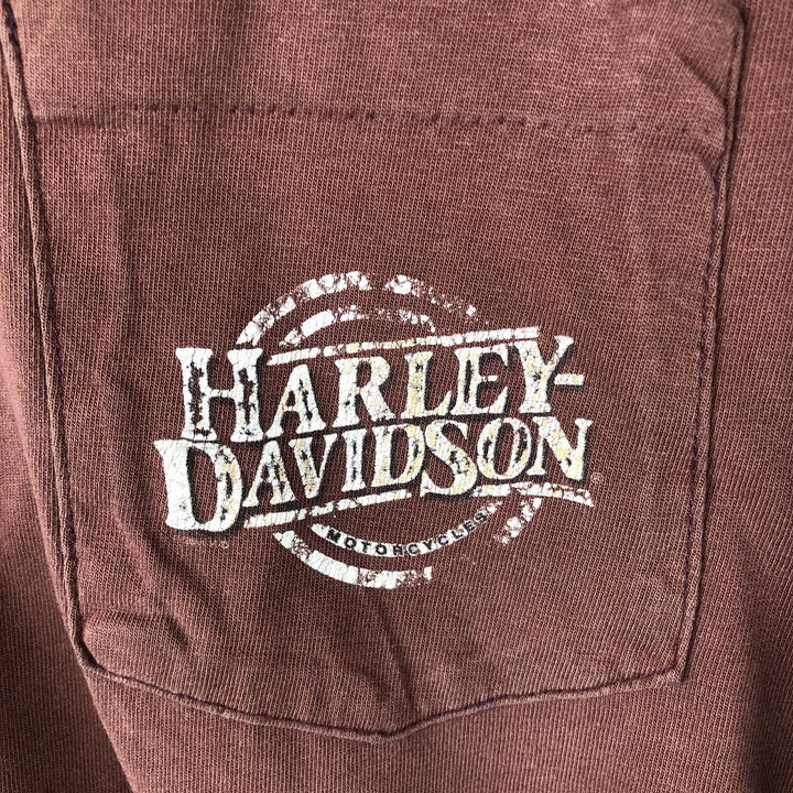 00'S Harley-Davidson Eagle Pattern Motorcycle Bike T-shirt Men's XL unclear brown type Vintage Second Hand