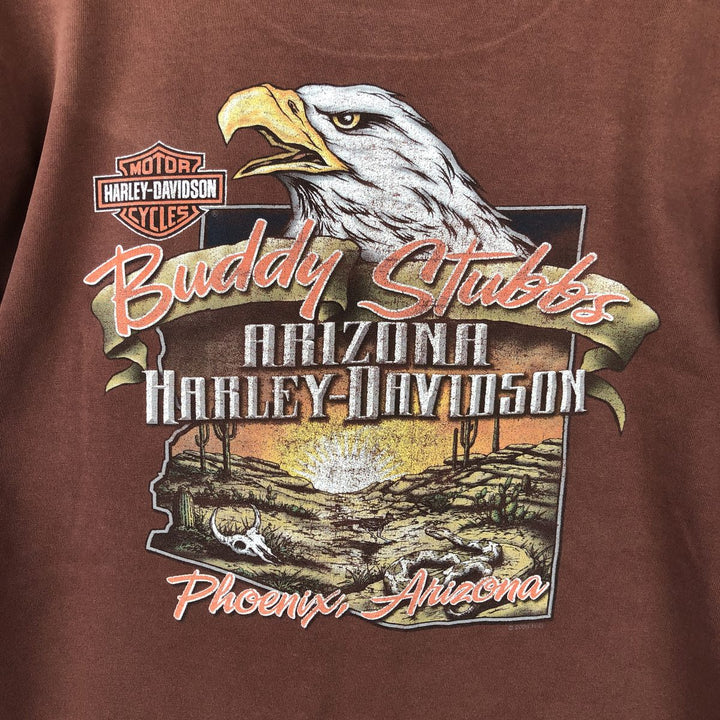 00'S Harley-Davidson Eagle Pattern Motorcycle Bike T-shirt Men's XL unclear brown type Vintage Second Hand