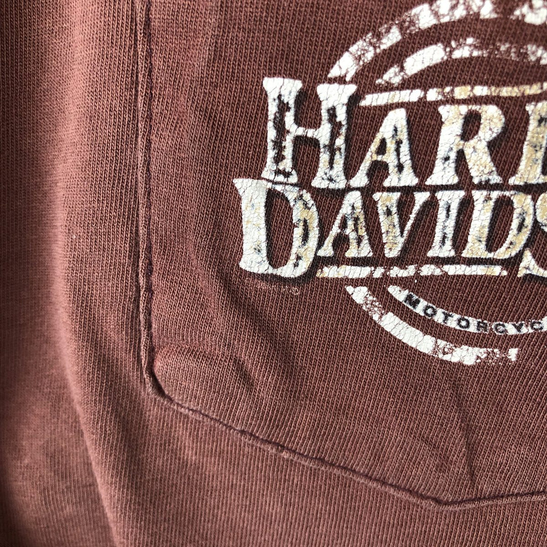 00'S Harley-Davidson Eagle Pattern Motorcycle Bike T-shirt Men's XL unclear brown type Vintage Second Hand