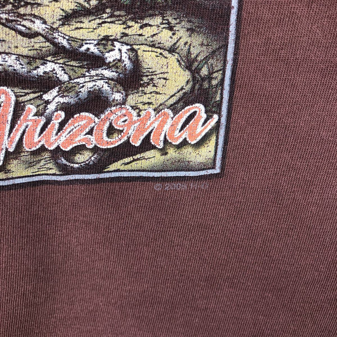 00'S Harley-Davidson Eagle Pattern Motorcycle Bike T-shirt Men's XL unclear brown type Vintage Second Hand