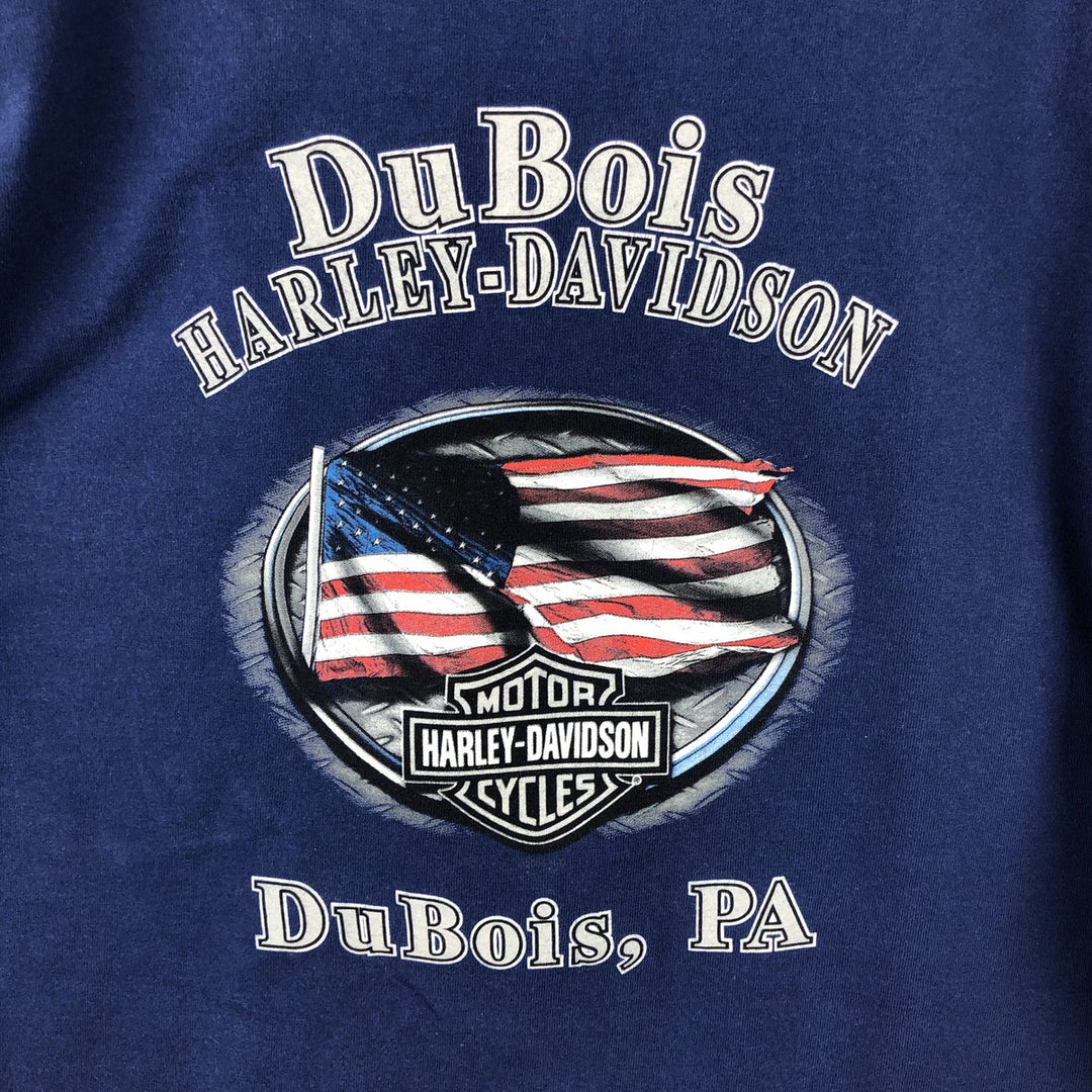 Harley-Davidson Eagle Pattern Stars and Stripes Motorcycle T-Shirt, Made in USA, Men's Size Large cotton blue type Vintage Second Hand