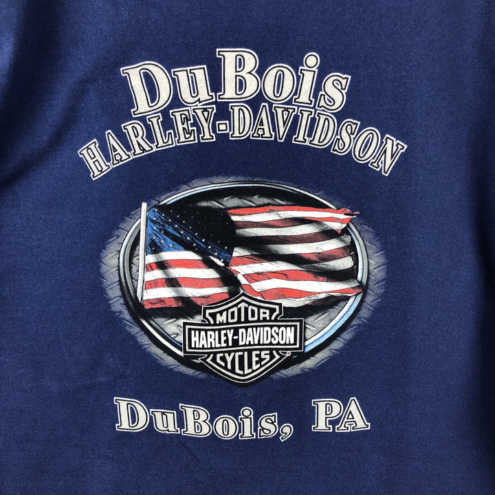 Harley-Davidson Eagle Pattern Stars and Stripes Motorcycle T-Shirt, Made in USA, Men's Size Large cotton blue type Vintage Second Hand