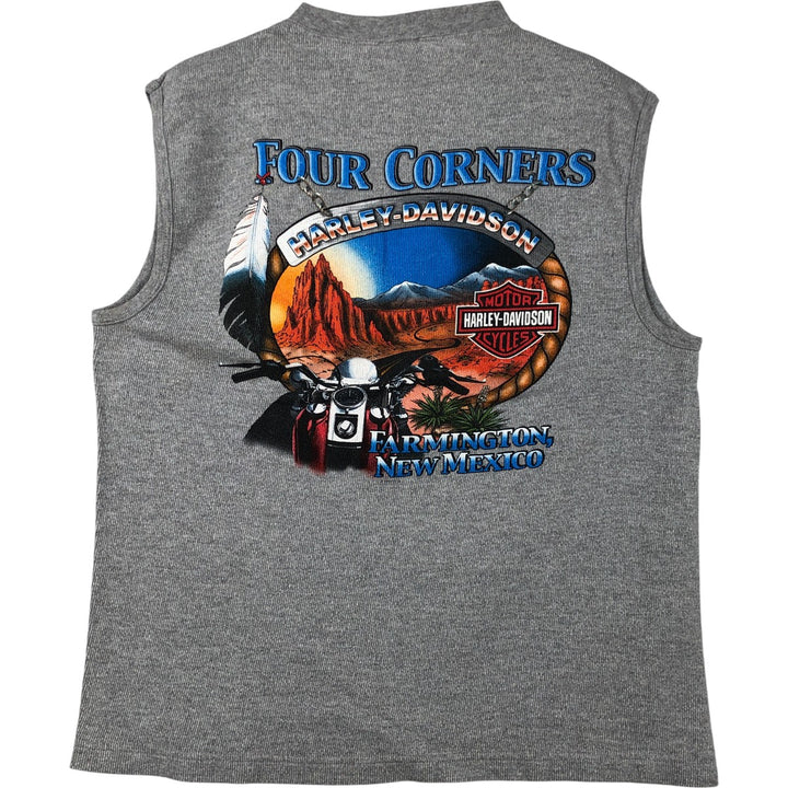 2000'S Harley-Davidson Sleeveless Fire Pattern Motorcycle T-Shirt, Made in USA, Men's Size L cotton gray type Vintage Second Hand