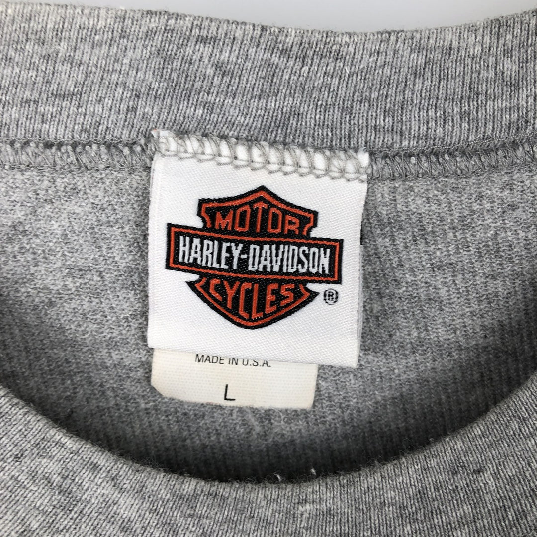 2000'S Harley-Davidson Sleeveless Fire Pattern Motorcycle T-Shirt, Made in USA, Men's Size L cotton gray type Vintage Second Hand