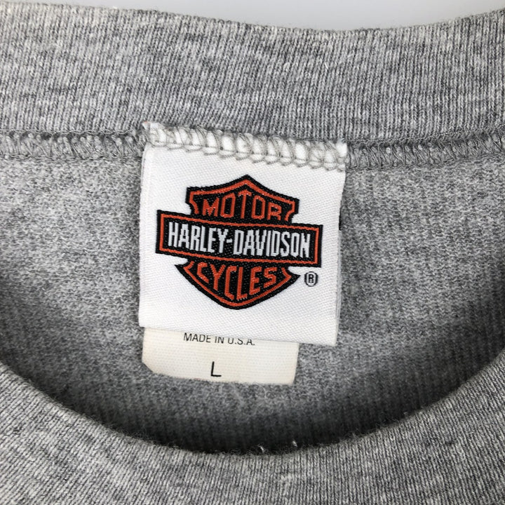 2000'S Harley-Davidson Sleeveless Fire Pattern Motorcycle T-Shirt, Made in USA, Men's Size L cotton gray type Vintage Second Hand