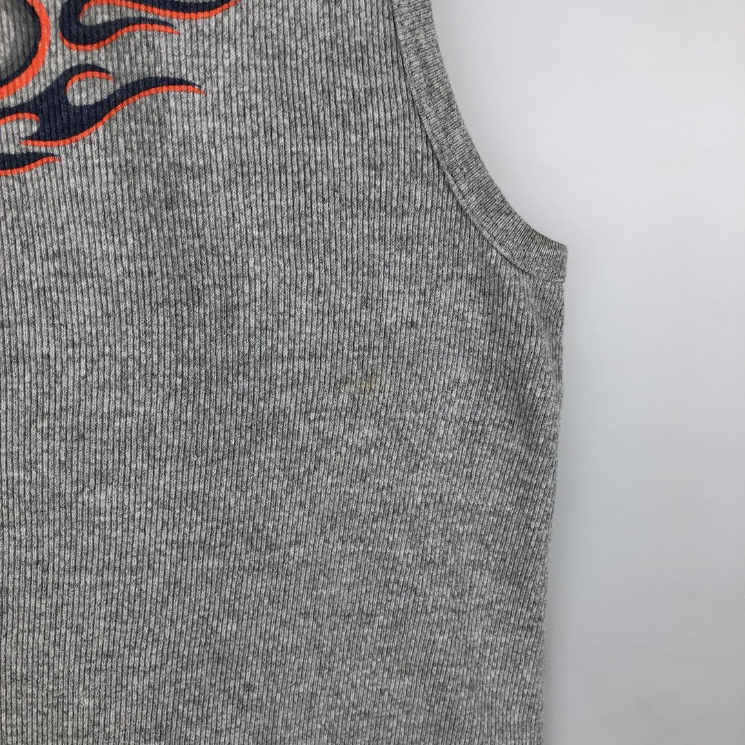 2000'S Harley-Davidson Sleeveless Fire Pattern Motorcycle T-Shirt, Made in USA, Men's Size L cotton gray type Vintage Second Hand