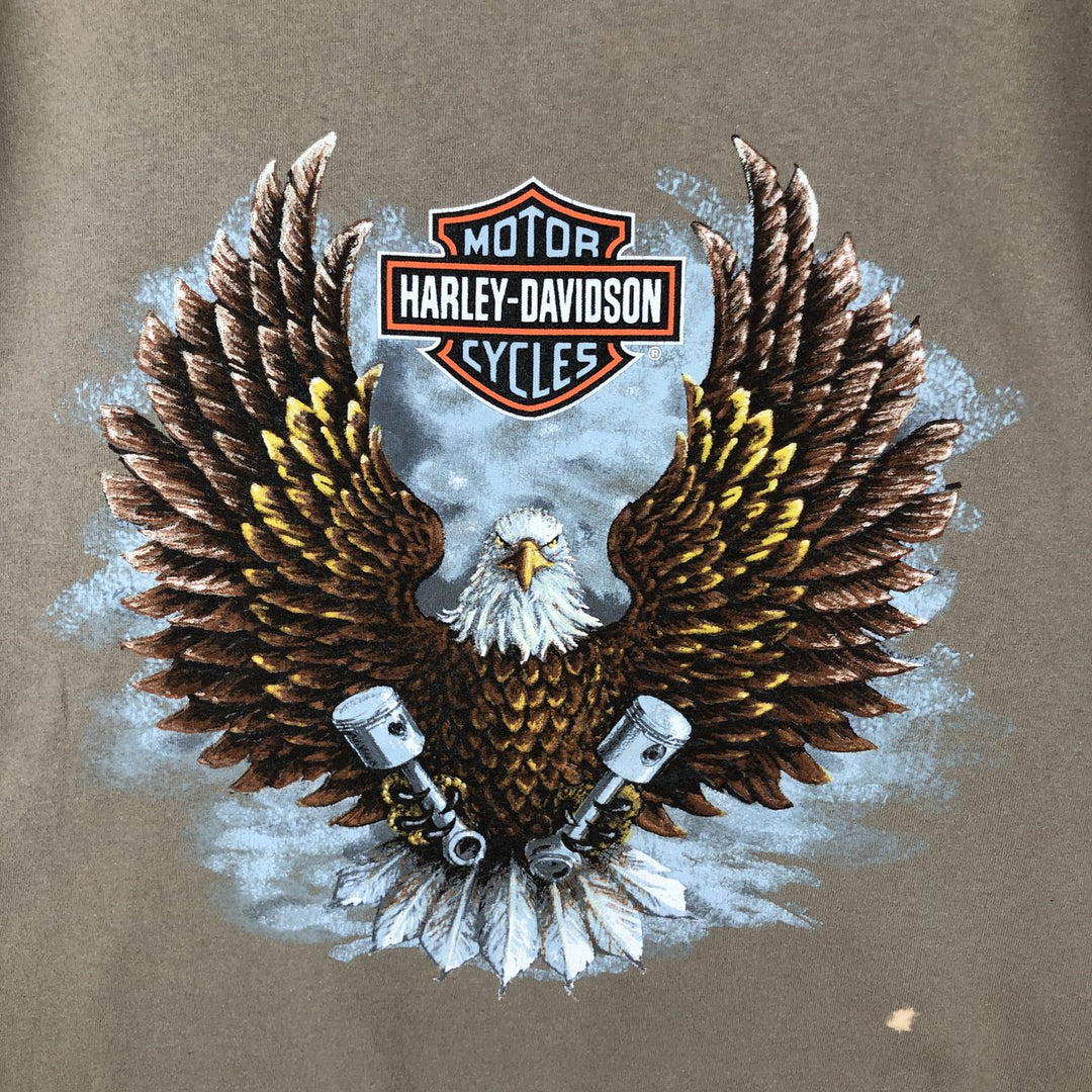 Harley-Davidson Eagle Pattern Cut-Off Motorcycle T-Shirt, Men's Size XL cotton Khaki type beige Vintage Second Hand