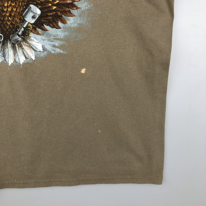Harley-Davidson Eagle Pattern Cut-Off Motorcycle T-Shirt, Men's Size XL cotton Khaki type beige Vintage Second Hand