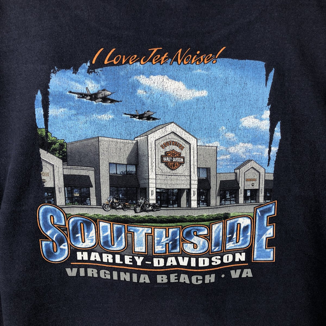 00'S Harley-Davidson Eagle Pattern Motorcycle Bike T-shirt Made in USA Men's XXL cotton navy blue type Vintage Second Hand