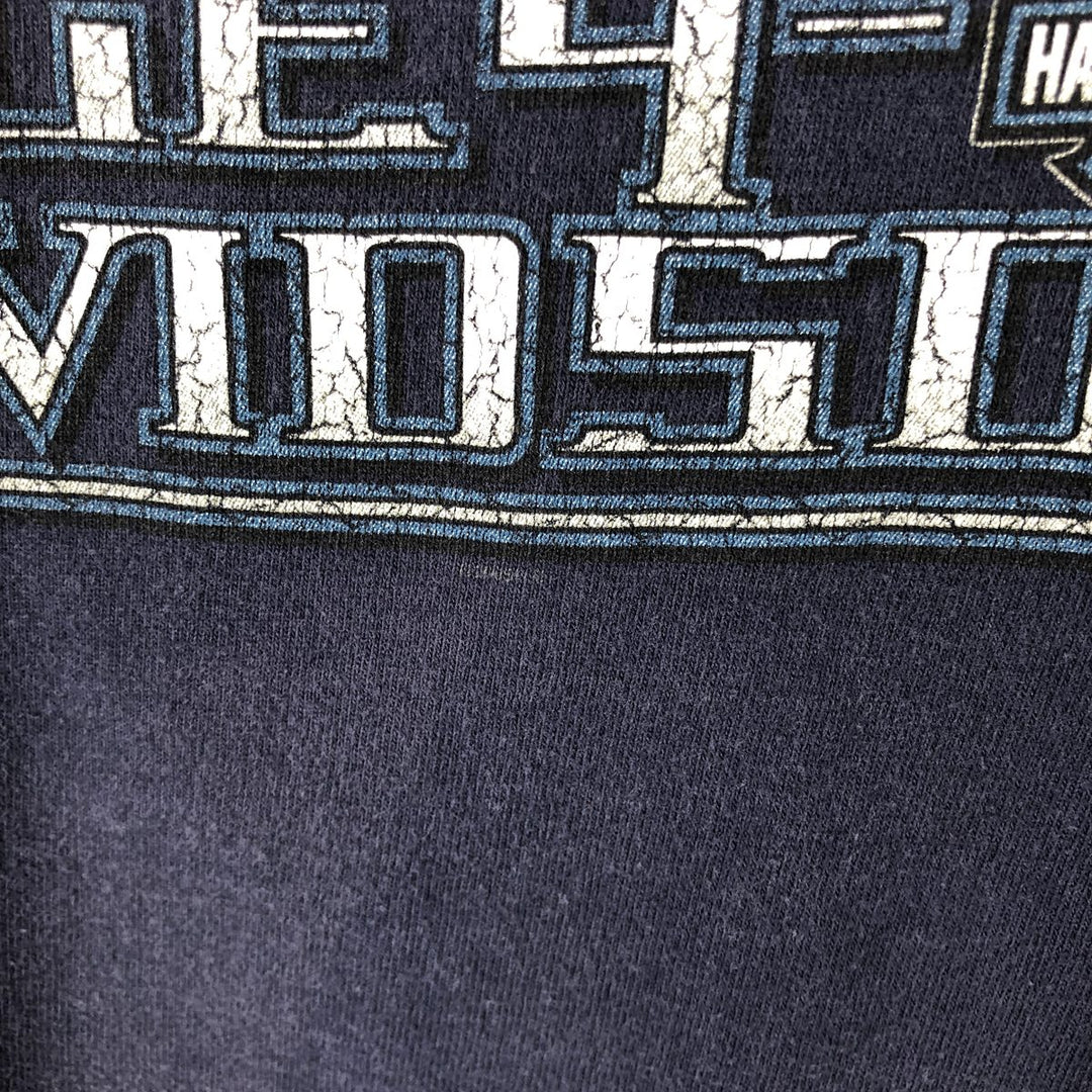 00'S Harley-Davidson Eagle Pattern Motorcycle Bike T-shirt Made in USA Men's XXL cotton navy blue type Vintage Second Hand