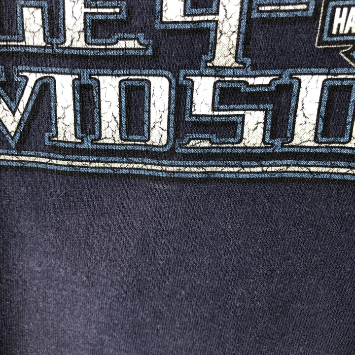 00'S Harley-Davidson Eagle Pattern Motorcycle Bike T-shirt Made in USA Men's XXL cotton navy blue type Vintage Second Hand