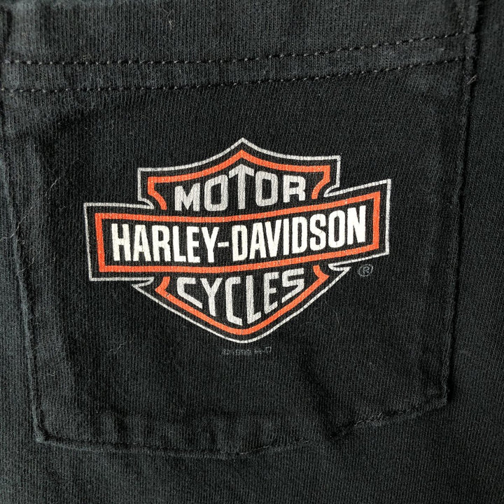 90'S Harley-Davidson Henley Neck Motorcycle T-Shirt, Made in USA, Men's Size M (approx.), Vintage cotton black type Vintage Second Hand
