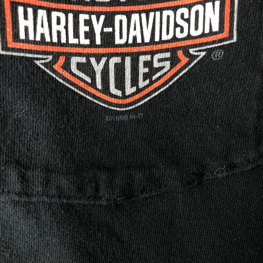 90'S Harley-Davidson Henley Neck Motorcycle T-Shirt, Made in USA, Men's Size M (approx.), Vintage cotton black type Vintage Second Hand