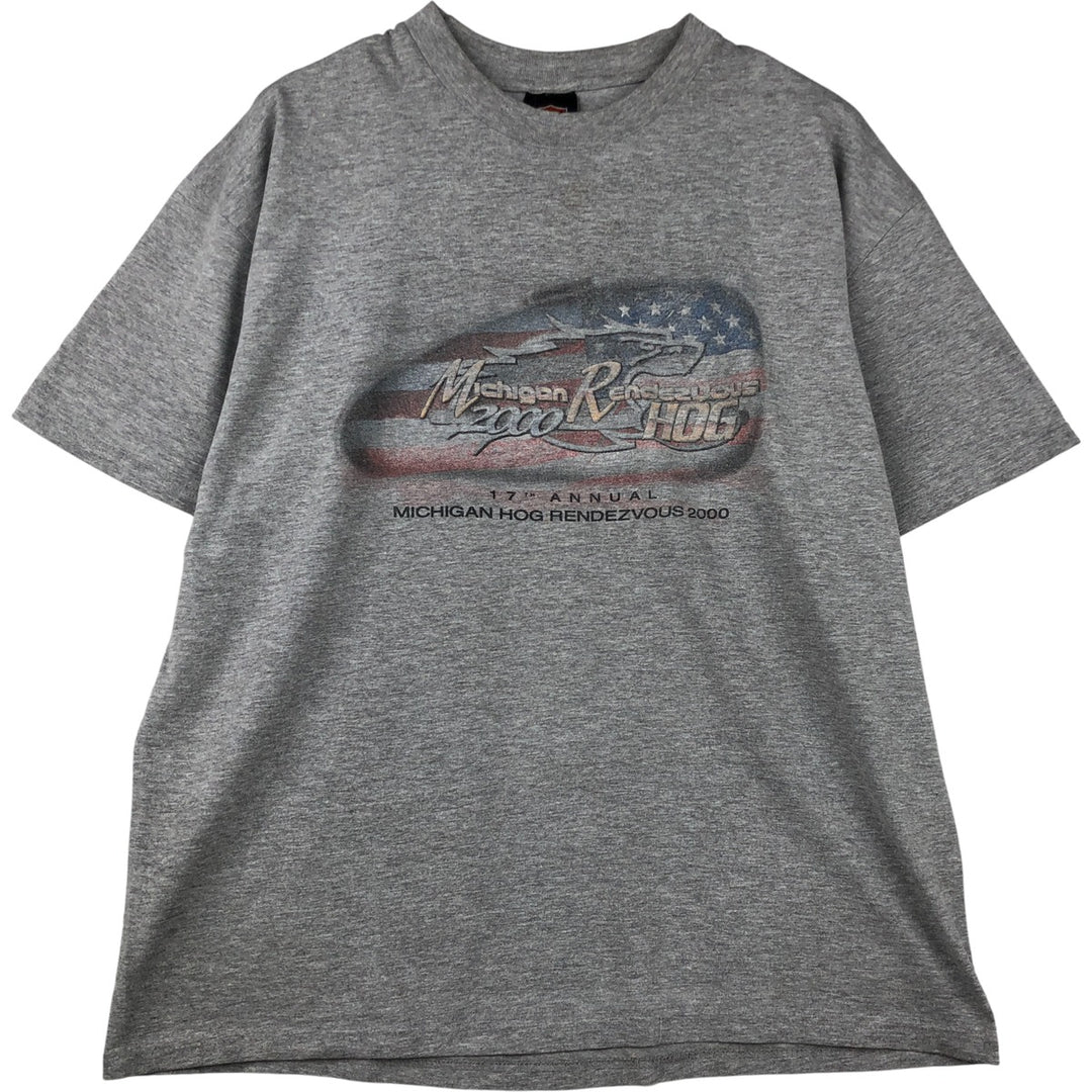 Harley-Davidson Eagle Pattern Motorcycle Bike T-shirt Made in USA Men's XL cotton gray type Vintage Second Hand