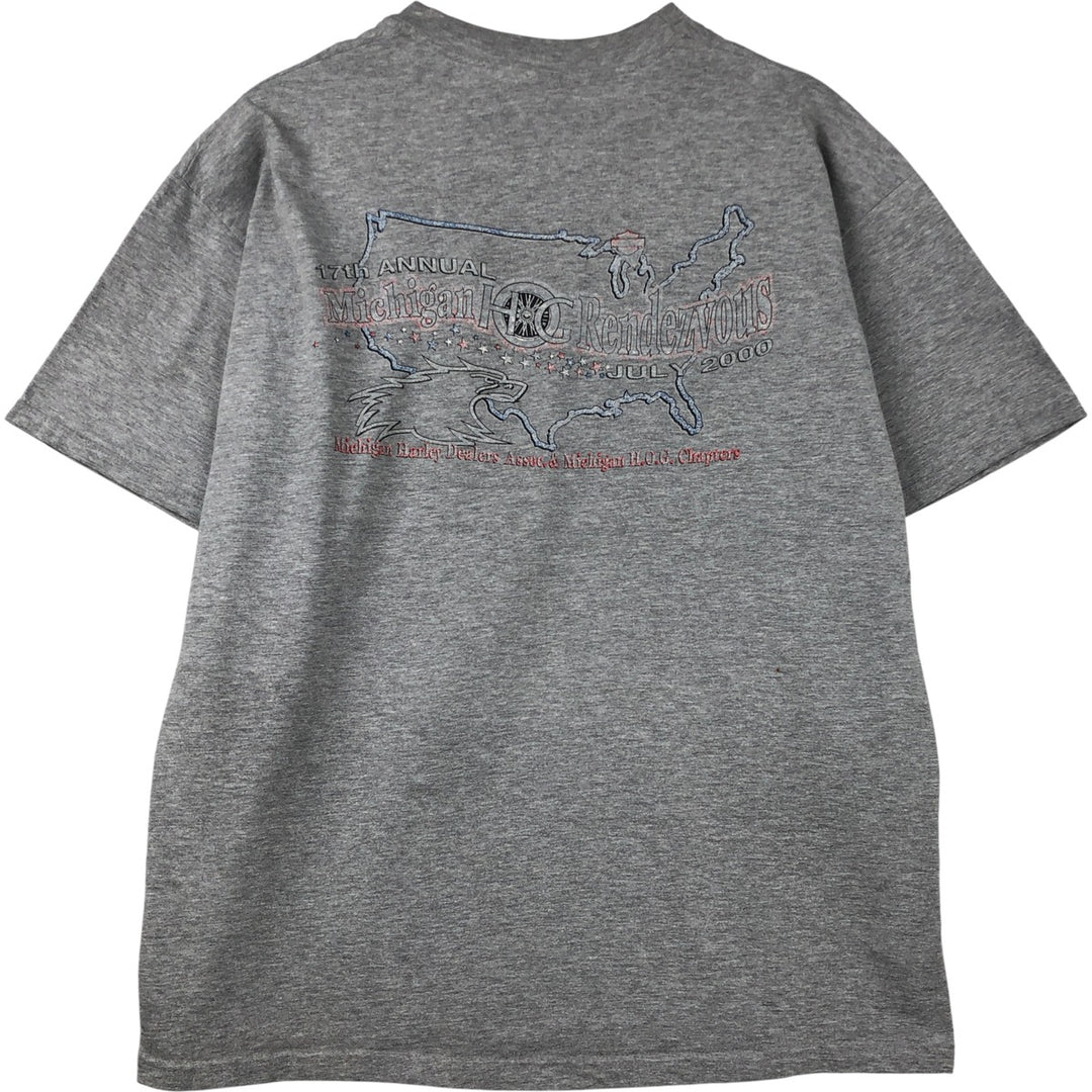 Harley-Davidson Eagle Pattern Motorcycle Bike T-shirt Made in USA Men's XL cotton gray type Vintage Second Hand