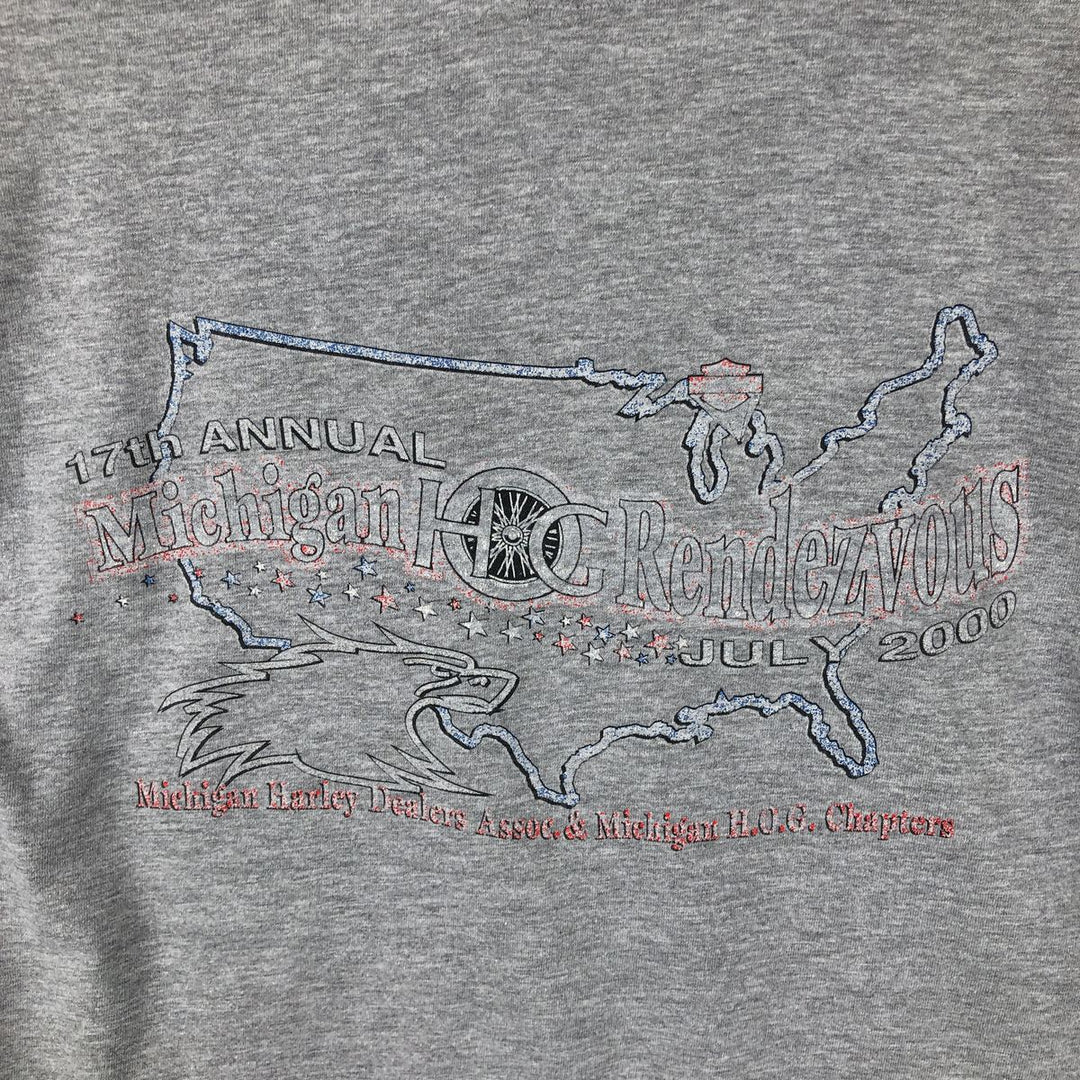 Harley-Davidson Eagle Pattern Motorcycle Bike T-shirt Made in USA Men's XL cotton gray type Vintage Second Hand
