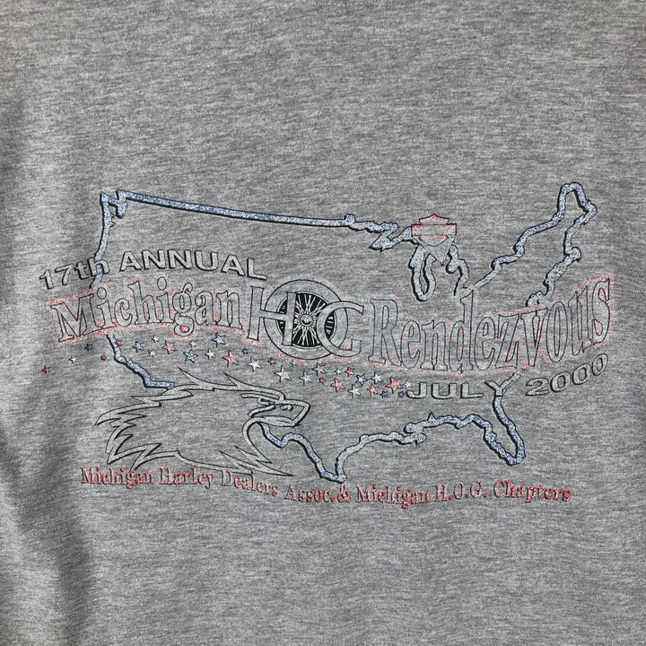 Harley-Davidson Eagle Pattern Motorcycle Bike T-shirt Made in USA Men's XL cotton gray type Vintage Second Hand