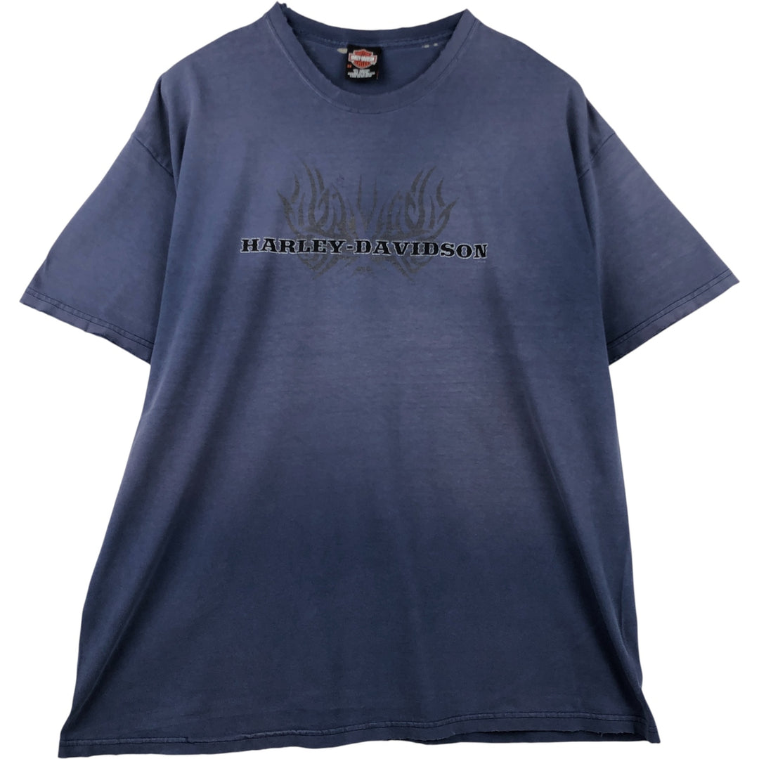 00'S Harley-Davidson Eagle Pattern Motorcycle Bike T-shirt Men's XXL cotton Navy blue Vintage Second Hand