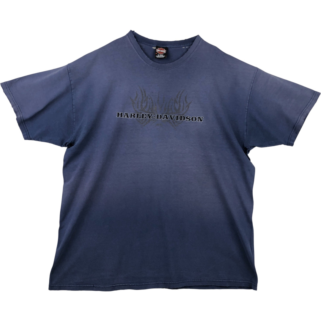 00'S Harley-Davidson Eagle Pattern Motorcycle Bike T-shirt Men's XXL cotton Navy blue Vintage Second Hand