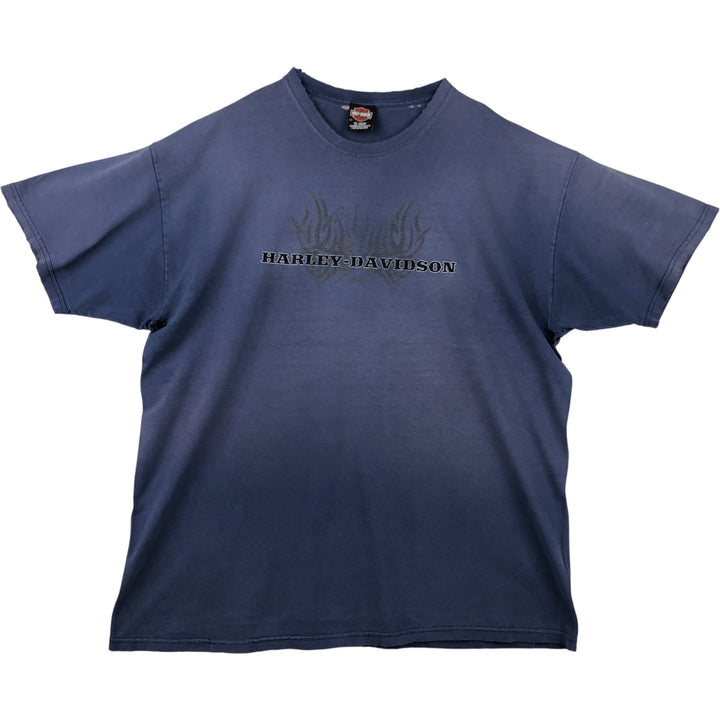 00'S Harley-Davidson Eagle Pattern Motorcycle Bike T-shirt Men's XXL cotton Navy blue Vintage Second Hand