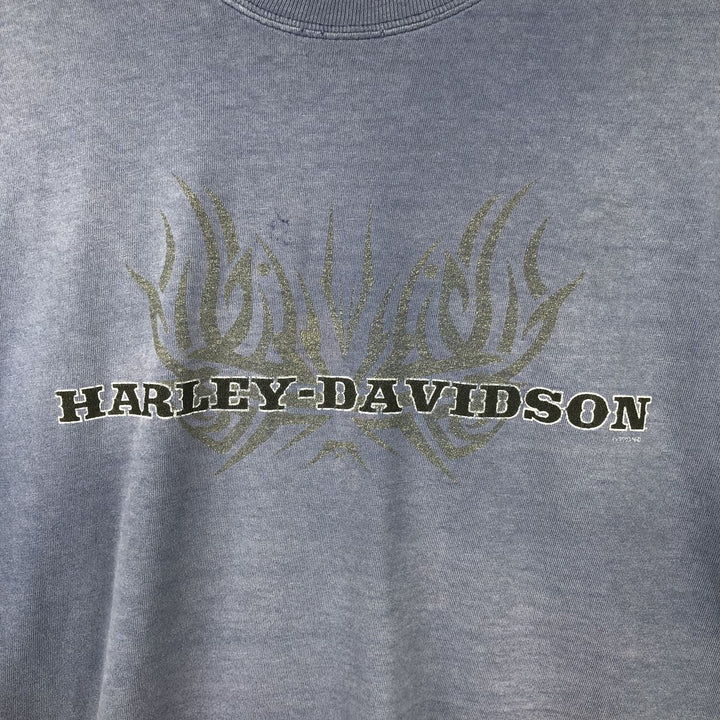 00'S Harley-Davidson Eagle Pattern Motorcycle Bike T-shirt Men's XXL cotton Navy blue Vintage Second Hand