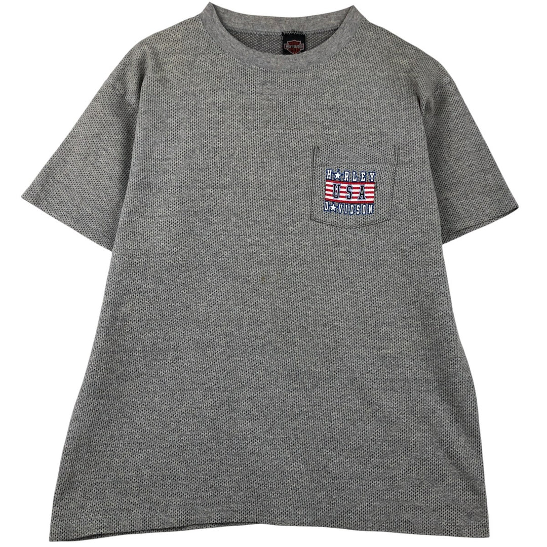 Harley-Davidson Stars and Stripes Motorcycle T-Shirt, Made in USA, Men's Size L unclear gray type Vintage Second Hand