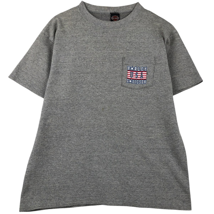 Harley-Davidson Stars and Stripes Motorcycle T-Shirt, Made in USA, Men's Size L unclear gray type Vintage Second Hand