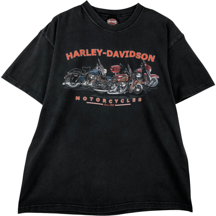 00'S Harley-Davidson Motorcycle Bike T-shirt Made in USA Men's L size cotton black type Vintage Second Hand