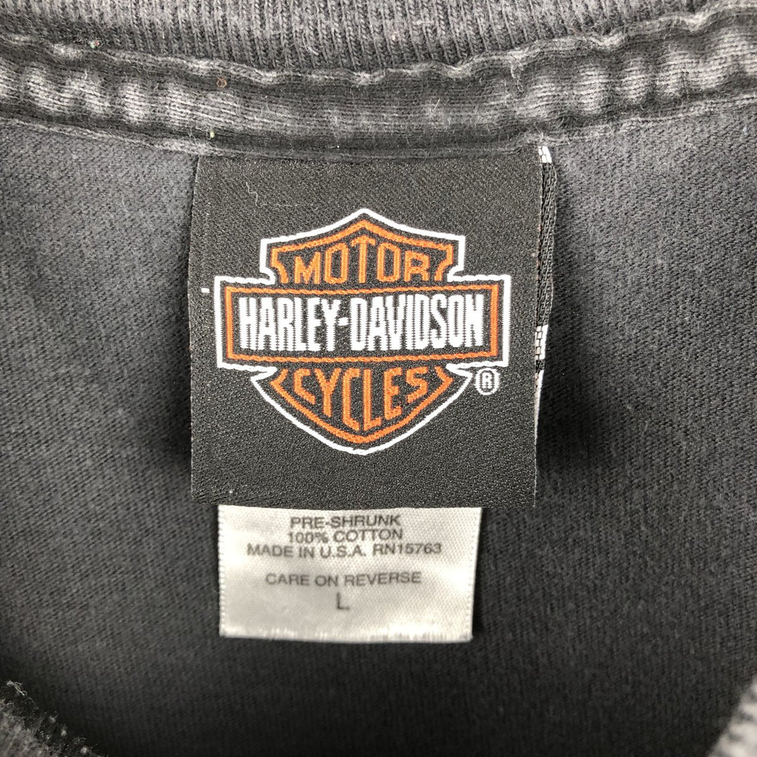 00'S Harley-Davidson Motorcycle Bike T-shirt Made in USA Men's L size cotton black type Vintage Second Hand