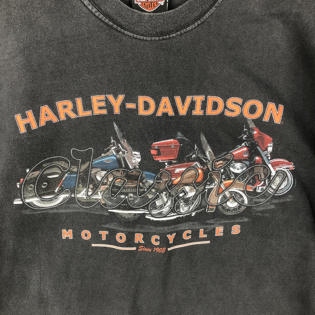 00'S Harley-Davidson Motorcycle Bike T-shirt Made in USA Men's L size cotton black type Vintage Second Hand