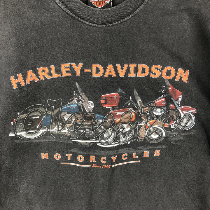 00'S Harley-Davidson Motorcycle Bike T-shirt Made in USA Men's L size cotton black type Vintage Second Hand