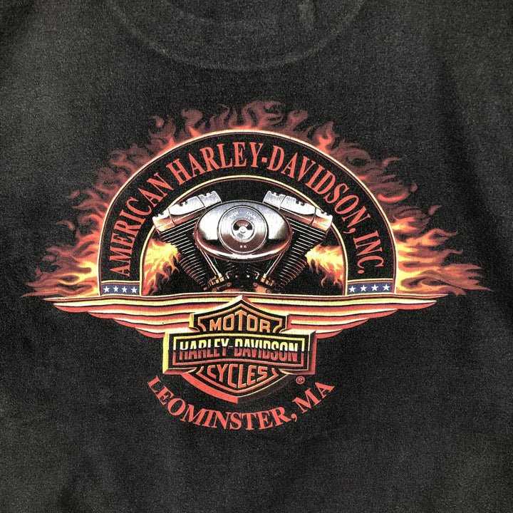 Harley-Davidson Fire Pattern Motorcycle T-Shirt, Made in USA, Men's Size Medium cotton black type Vintage Second Hand