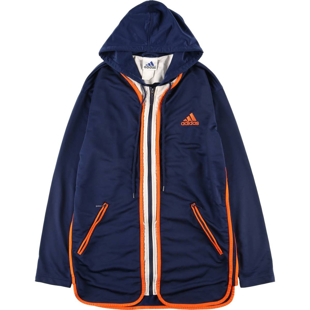 Vintage 90s-00'S Adidas back logo jersey hoodie/track jacket, men's size XL polyester navy blue type Vintage Second Hand