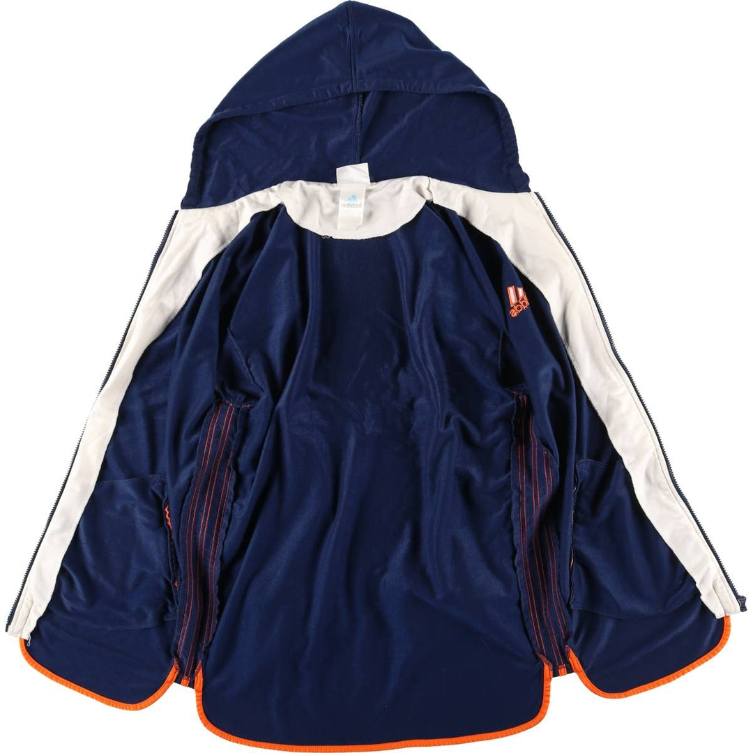 Vintage 90s-00'S Adidas back logo jersey hoodie/track jacket, men's size XL polyester navy blue type Vintage Second Hand