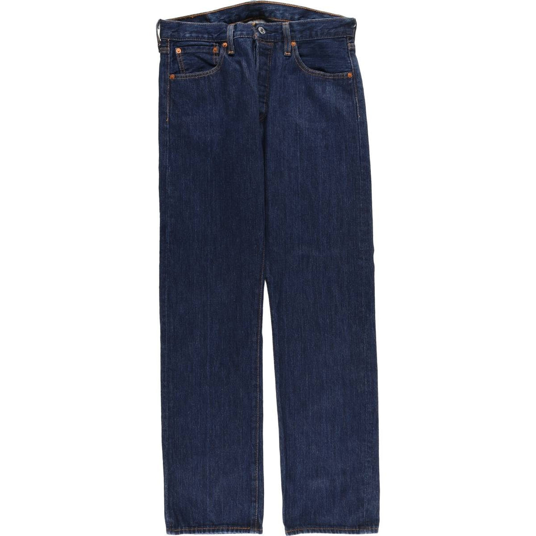 Dark navy Levi's 501 straight-leg denim pants, men's size W32 cotton navy blue type Vintage Second Hand