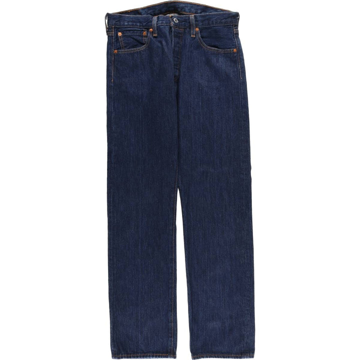 Dark navy Levi's 501 straight-leg denim pants, men's size W32 cotton navy blue type Vintage Second Hand