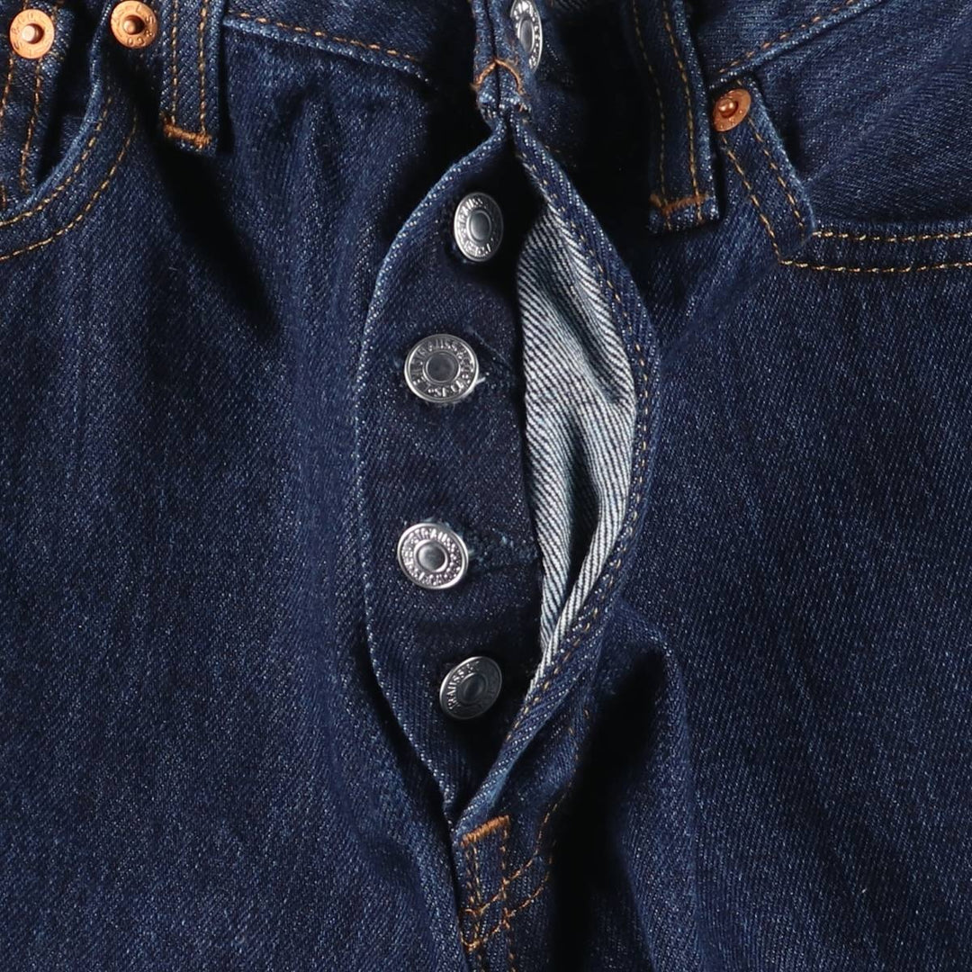 Dark navy Levi's 501 straight-leg denim pants, men's size W32 cotton navy blue type Vintage Second Hand