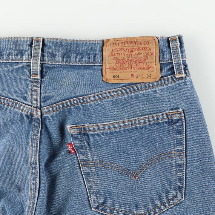 00'S Levi's 00501-0115 Straight denim pants for men, size W33 cotton blue type Vintage Second Hand