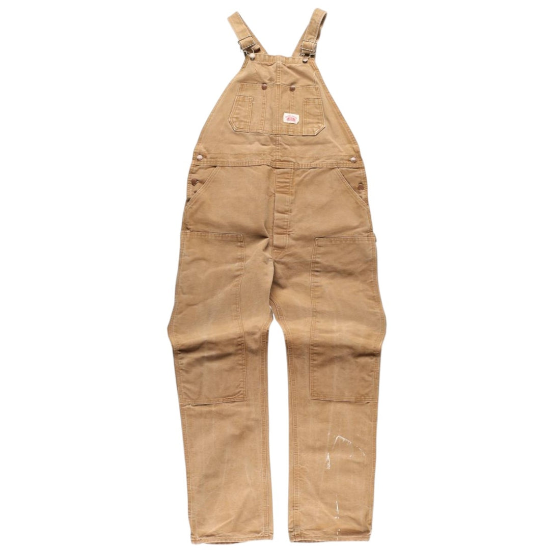 Round House Double Knee Duck Overalls, Made in USA, Men's, Size W37 cotton beige type brown Vintage Second Hand
