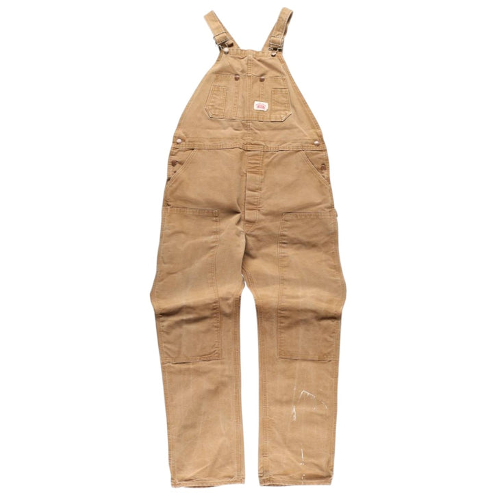 Round House Double Knee Duck Overalls, Made in USA, Men's, Size W37 cotton beige type brown Vintage Second Hand