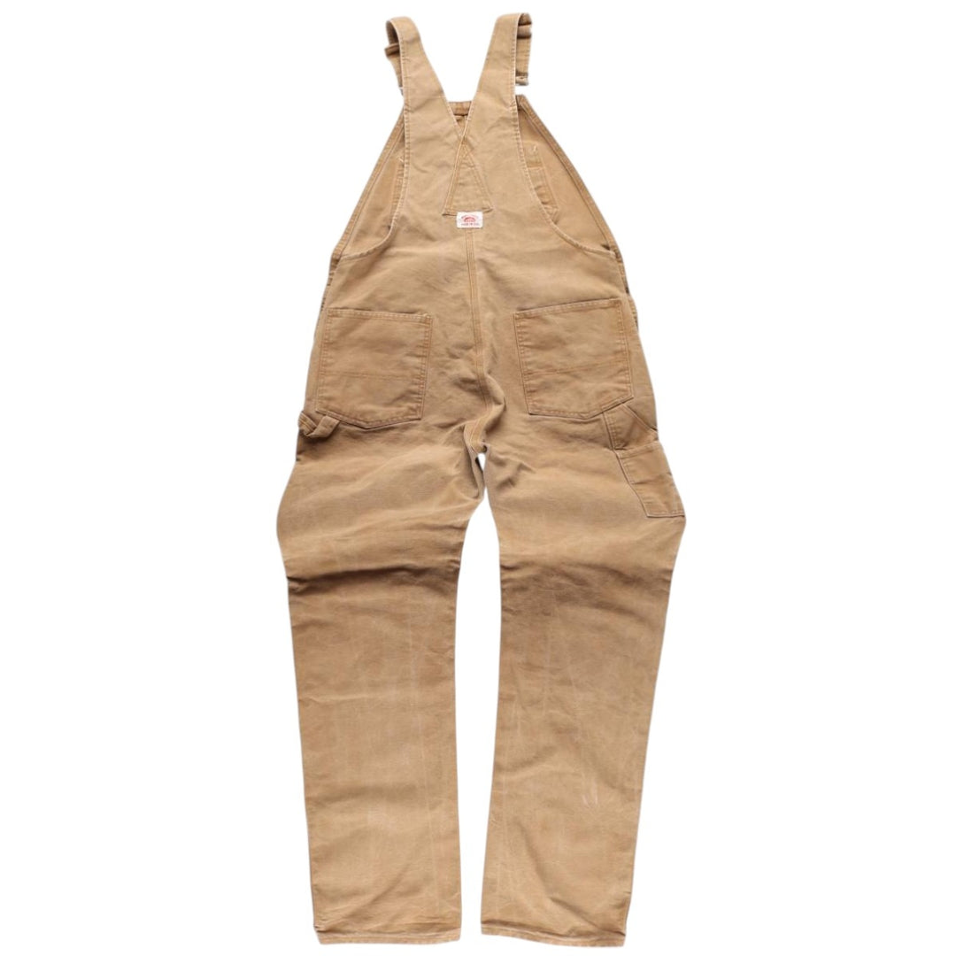 Round House Double Knee Duck Overalls, Made in USA, Men's, Size W37 cotton beige type brown Vintage Second Hand