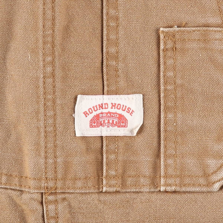 Round House Double Knee Duck Overalls, Made in USA, Men's, Size W37 cotton beige type brown Vintage Second Hand