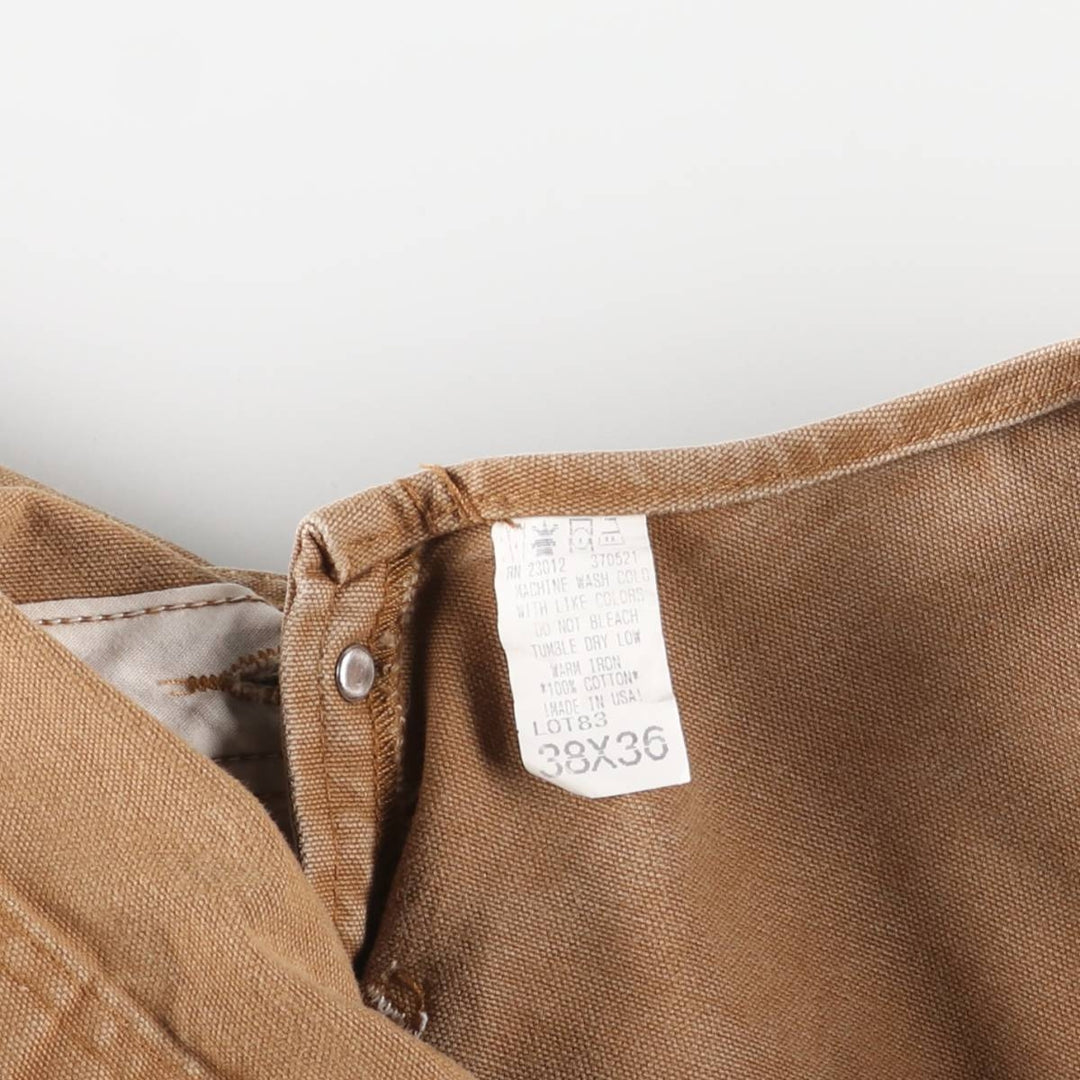 Round House Double Knee Duck Overalls, Made in USA, Men's, Size W37 cotton beige type brown Vintage Second Hand